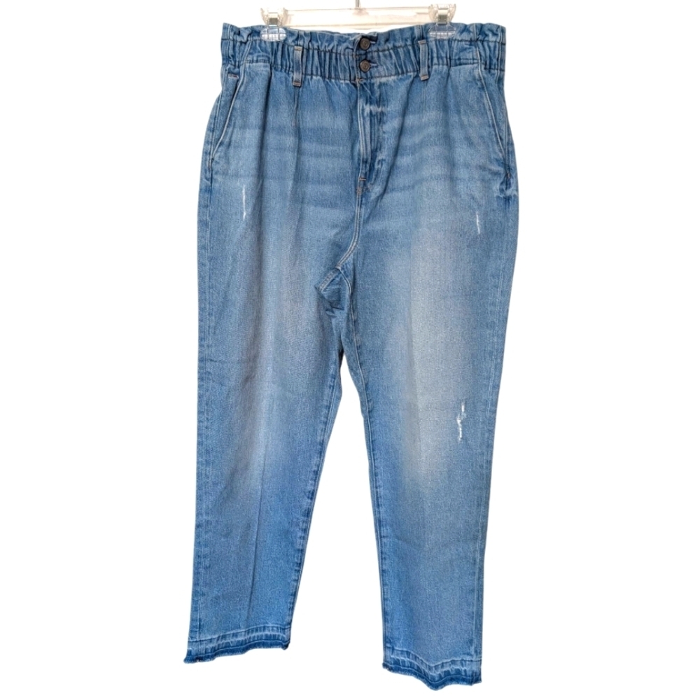 Tommy Hilfiger Paperbag‎ Elastic Waist Blue Denim Mom Jeans Size 16